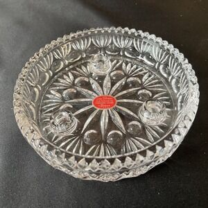 Princess House Fostoria 3 Hole Taper Candle Holder Lead Crystal Centerpiece Dish